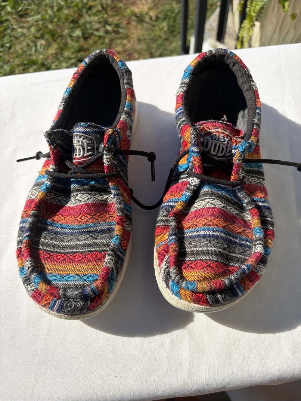 Hey Dude Kids Aztec-Pattern Slip-Ons in Red, Blue, Orange, Gray & Black